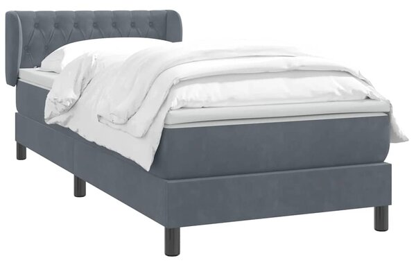 Box spring postel s matrací tmavě šedá 80x220 cm samet 3317800