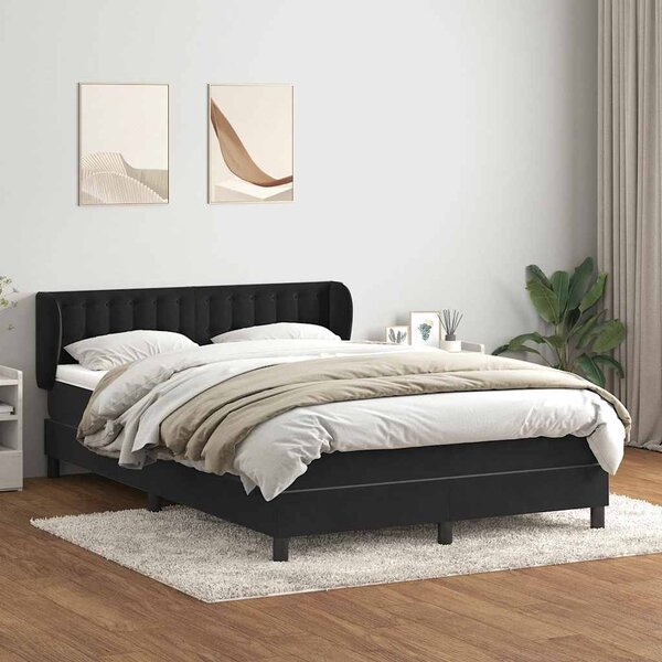 Box spring postel s matrací černá 160x210 cm samet 3317867