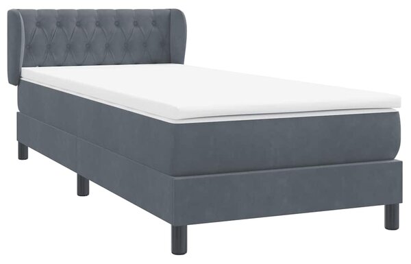 Box spring postel s matrací tmavě šedá 80x220 cm samet 3317800