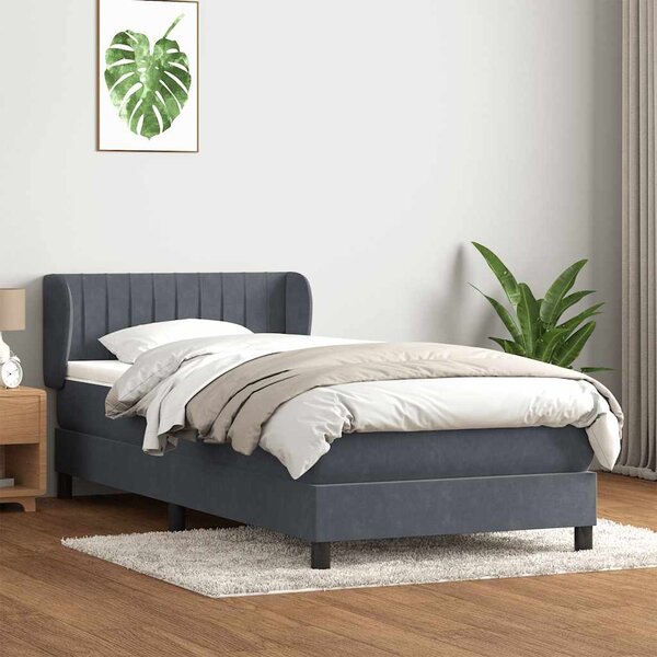 Box spring postel s matrací tmavě šedá 80x220 cm samet 3317716