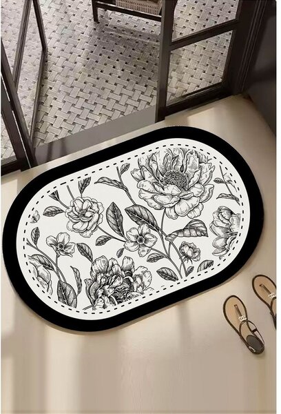 Černobílá koupelnová předložka 60x100 cm Rasse – Foutastic