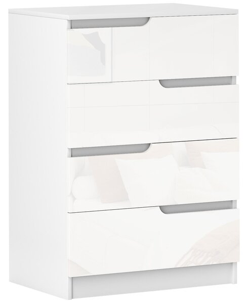 HOMCOM 4-šuplíkový komoda Moderní komoda do ložnice s protiskluzovým šuplíkem pro obývací pokoj nebo chodbu 60x40x85 cm Bílá | Aosom