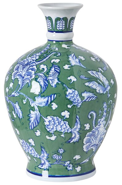 Váza na květiny VALLADOLID Porcelán 36 cm Zelená