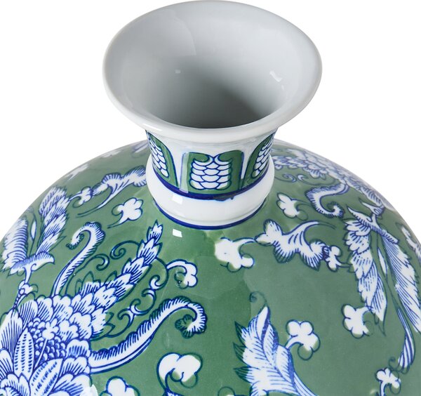 Váza na květiny VALLADOLID Porcelán 36 cm Zelená