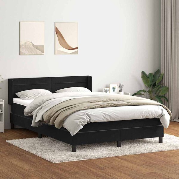 Box spring postel s matrací černá 160x210 cm samet 3318203