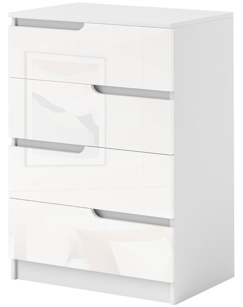 HOMCOM 4-šuplíkový komoda Moderní komoda do ložnice s protiskluzovým šuplíkem pro obývací pokoj nebo chodbu 60x40x85 cm Bílá | Aosom