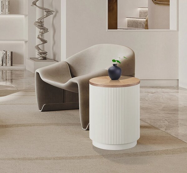 LivinHill Odkládací stolek Stilig ST581 40 cm z masivu ecru/jilm