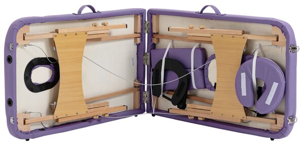 HOMCOM Skládací masážní stůl 210x81 cm Profesionální masážní lůžko s odnímatelným opěradlem hlavy, 2 zóny, madlo a dřevěný rám s nastavitelnou výškou