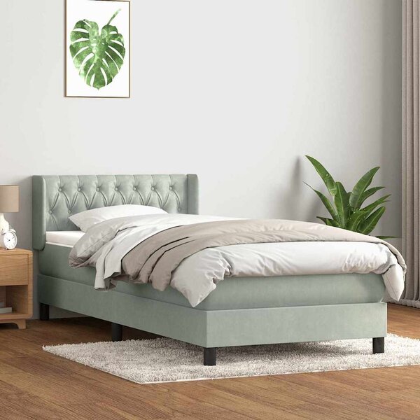 Box Spring Postel s matrací Světle šedá 90x220 cm Samet 3318393