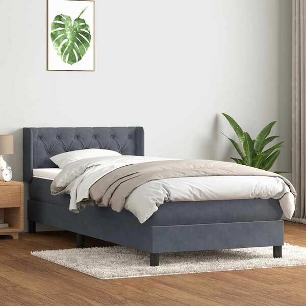 Box spring postel s matrací tmavě šedá 80x220 cm samet 3318388