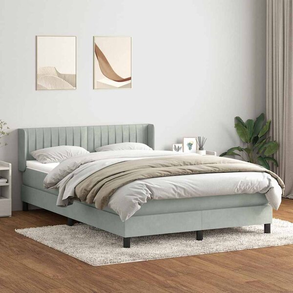 Box spring postel s matrací světle šedá 160x210 cm samet 3318285