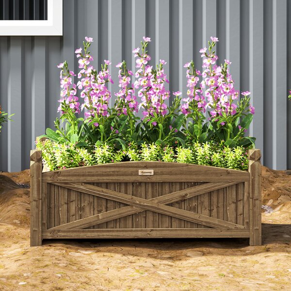 Závěsný dřevěný květináč Outsunny pro městské zahrady 90x39x37 cm | Aosom