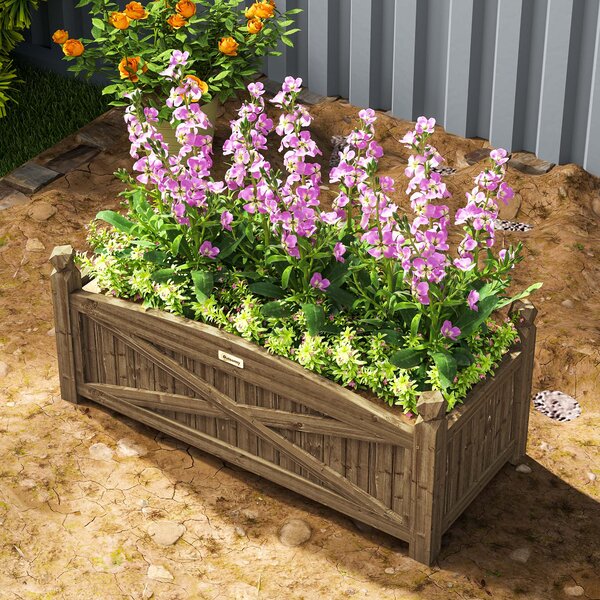 Závěsný dřevěný květináč Outsunny pro městské zahrady 90x39x37 cm | Aosom