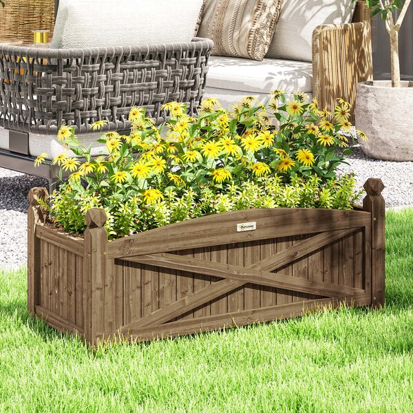 Závěsný dřevěný květináč Outsunny pro městské zahrady 90x39x37 cm | Aosom