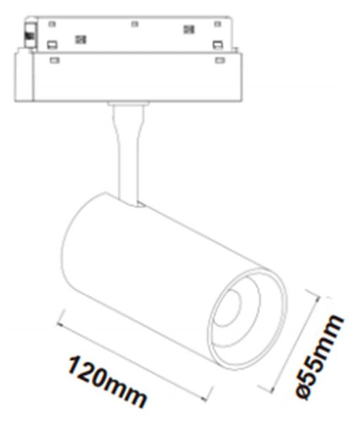Magneto LED svítidlo pro 48V lištu ⌀35mm - 7W