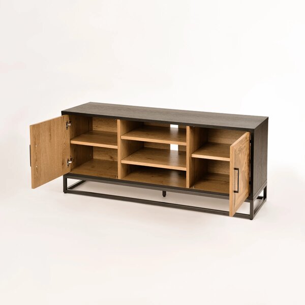 LivinHill TV stolek Indus 133 cm z masivu dub přírodní/grafit