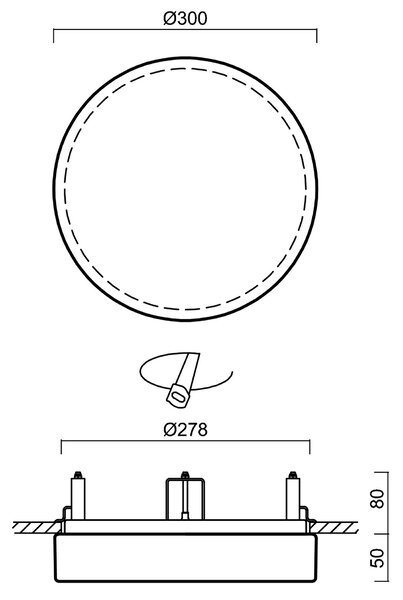 OS DEL65570 DELIA V1 stropní/nástěnné plastové polovestavné svítidlo bílá IP44 4000 K 13W LED - OSMONT