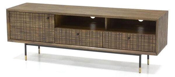 LivinHill TV stolek Maze 160 cm z masivu hnědý/černý