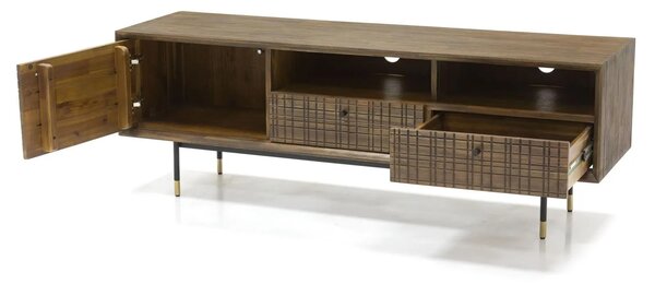 LivinHill TV stolek Maze 160 cm z masivu hnědý/černý