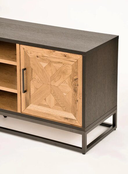 LivinHill TV stolek Indus 133 cm z masivu dub přírodní/grafit
