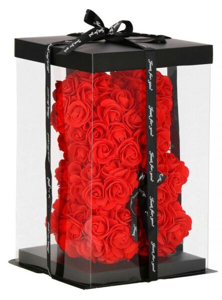 Medvídek z růží 22 cm SPRINGOS ROSE BEAR HA7218 červený