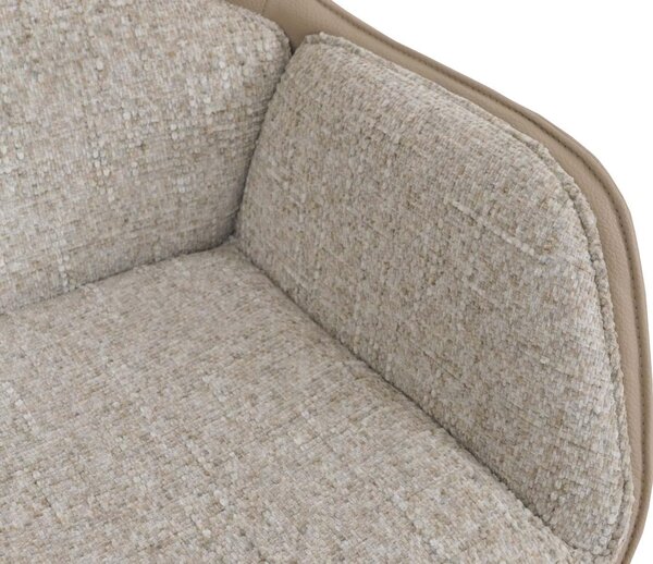 Sada 6 jídelních židlí HWC-R23, kuchyňská židle, otočná židle, materiál: umělá kůže, potah: tkanina chenille (410 g/m²), barva: béžová