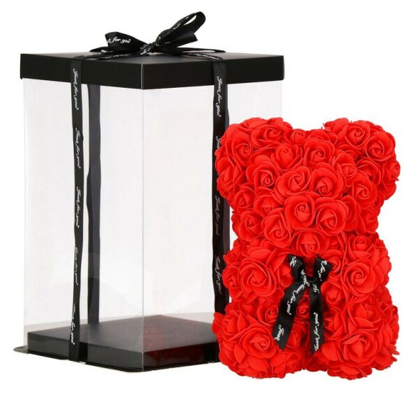 Medvídek z růží 22 cm SPRINGOS ROSE BEAR HA7218 červený