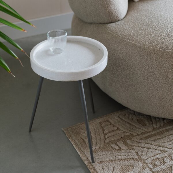 White Label Mramorový odkládací stolek KARRARA 33 cm
