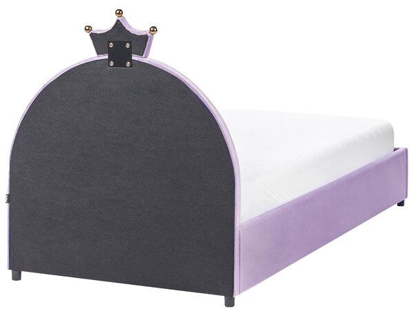 Dětská postel s úložným prostorem GRISETOT Umělý samet Fialová 90 x 200 cm