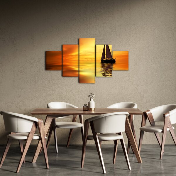 Obraz - Plachetnice při západu slunce (125x70 cm)