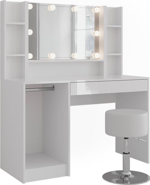 Toaletní stolek Vicco Sherry Bílá/bílý vysoký lesk 119.8 cm 8 dílů, Model 57591