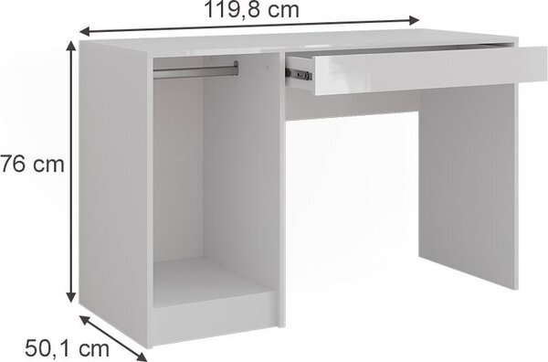 Toaletní stolek Vicco Sherry Bílá/bílý vysoký lesk 119.8 cm, Model 57599