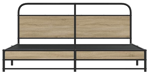 Kovový rám postele bez matrace kouřový dub 200 x 200 cm 3318677