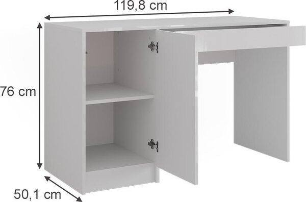 Toaletní stolek Vicco Sherry Bílá/bílý vysoký lesk 119.8 cm 4 díly, Model 57623