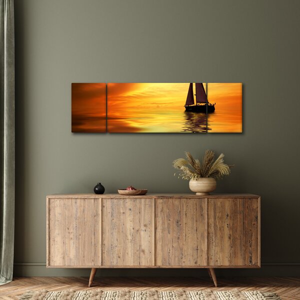 Obraz - Plachetnice při západu slunce (170x50 cm)