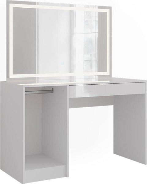 Toaletní stolek Vicco Sherry Bílá/bílý vysoký lesk 119.8 cm s LED zrcadlem, Model 57590