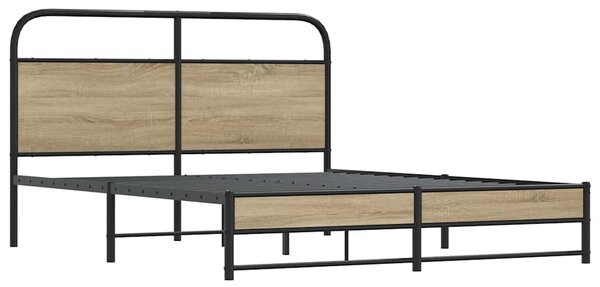 Kovový rám postele bez matrace kouřový dub 160 x 200 cm 3318679
