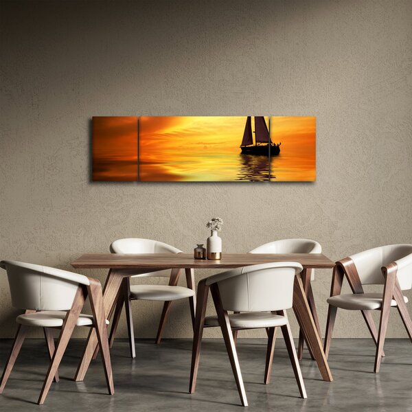 Obraz - Plachetnice při západu slunce (170x50 cm)