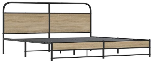 Kovový rám postele bez matrace kouřový dub 200 x 200 cm 3318677