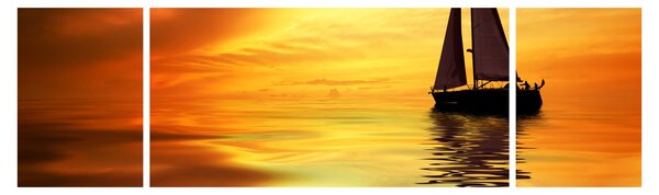 Obraz - Plachetnice při západu slunce (170x50 cm)