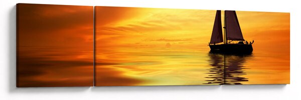 Obraz - Plachetnice při západu slunce (170x50 cm)