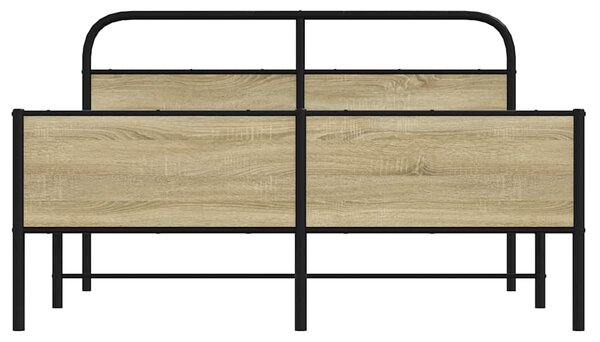 Kovový rám postele bez matrace dub sonoma 150 x 200 cm 3318693
