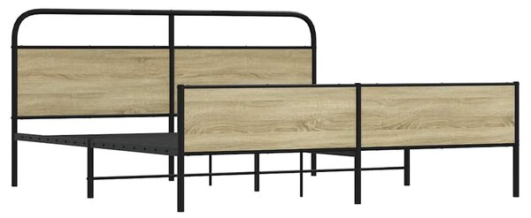 Kovový rám postele bez matrace dub sonoma 180 x 200 cm 3318695