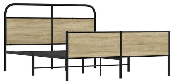Kovový rám postele bez matrace dub sonoma 150 x 200 cm 3318693