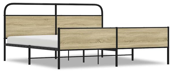 Kovový rám postele bez matrace dub sonoma 180 x 200 cm 3318695