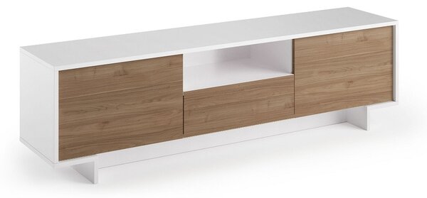 (3977) Moderní televizní stolek push-to-open bílá/ořech