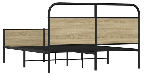 Kovový rám postele bez matrace dub sonoma 150 x 200 cm 3318693