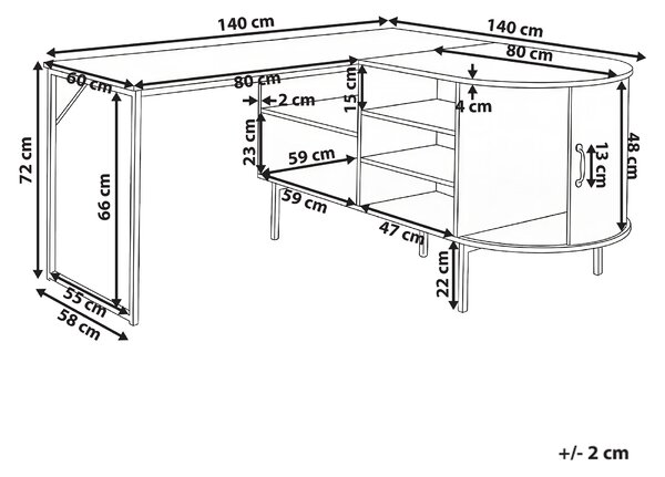 Rohový stůl SOLARI 140 cm 140 cm Světle hnědá