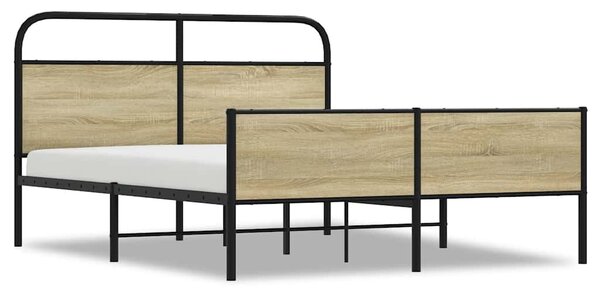 Kovový rám postele bez matrace dub sonoma 150 x 200 cm 3318693
