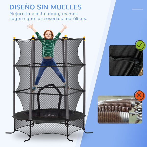 HOMCOM Dětská trampolína Ø163x190 cm pro děti od 3 let se síťkou a ocelovým rámem, nosnost 50 kg, pro vnitřní i venkovní použití | Aosom
